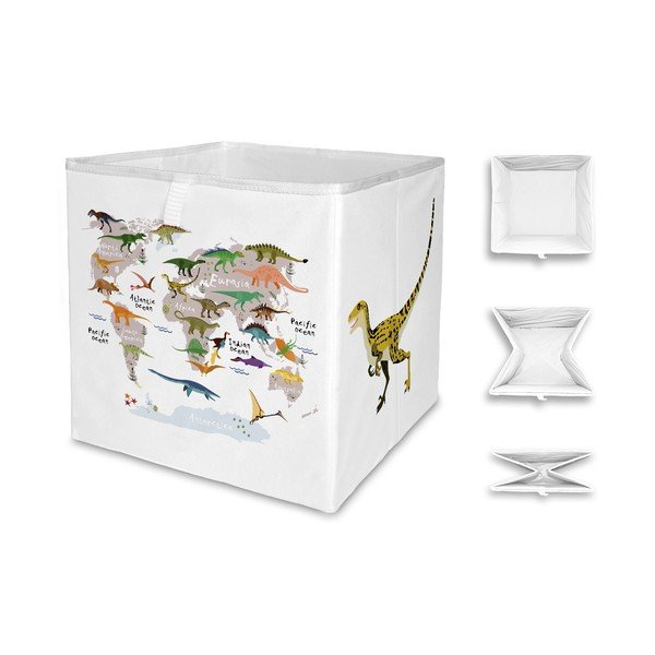 Bijeli tekstilni organizator za dječje igračke 32x32x32 cm Dino World Map – Butter Kings-image-2