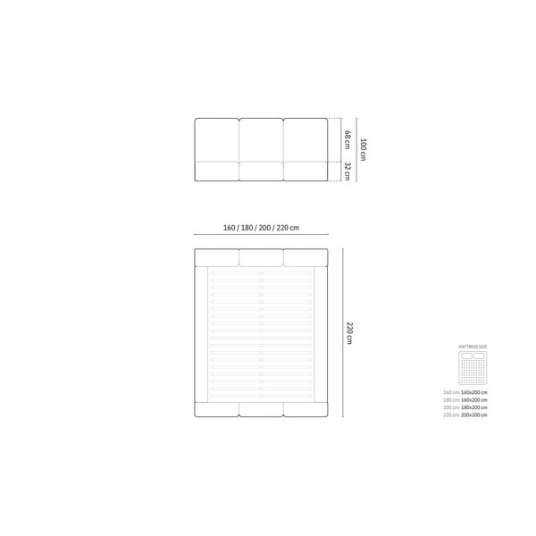 Krem baršunasti tapecirani bračni krevet s prostorom za odlaganje s podnicom 160x200 cm Brody – Mazzini Beds-image-4