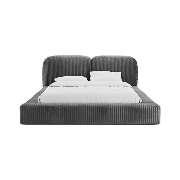 Sivi tapecirani bračni krevet s prostorom za odlaganje s podnicom 180x200 cm Martina – Micadoni -image-4