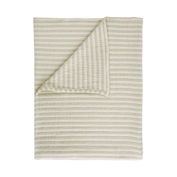 Zelena pamučna deka 150x200 cm Cotton Muslin Stripe – Bianca