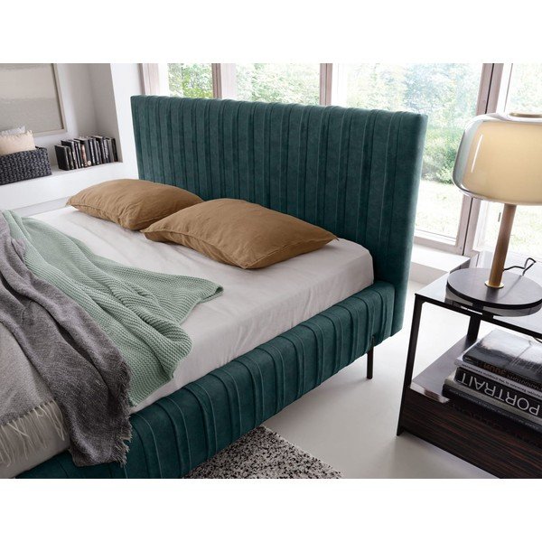 Petrolej zeleni tapecirani bračni krevet s prostorom za odlaganje s podnicom 160x200 cm Plissa – ELTAP-image-3