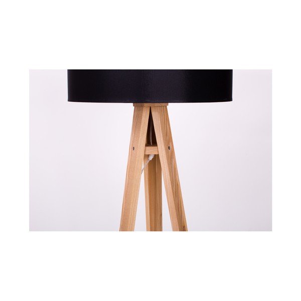 Podna lampa sa crnim abažurom i transparentan kablom Ragaba Wanda-image-1