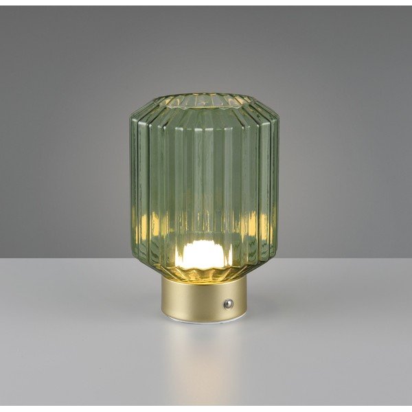 Zelena/u zlatnoj boji LED stolna lampa s mogućnosti zatamnjivanja sa staklenim sjenilom (visina 19,5 cm) Lord – Reality-image-1