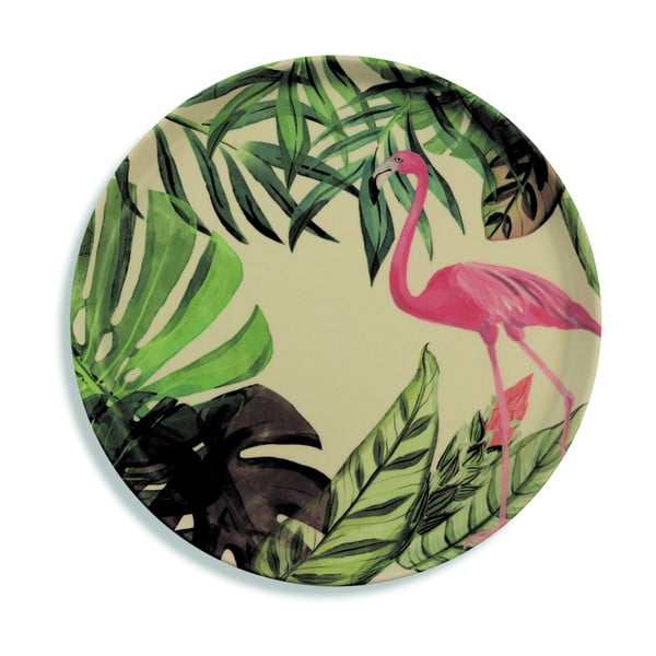 Bambusov tanjur s motivom flaminga Villa d&#39;Este Tropical, 31,8 cm