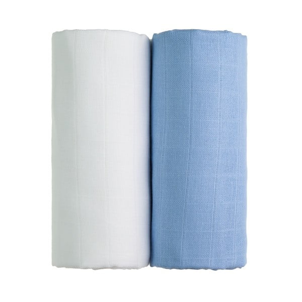Set od 2 pamučna ručnika u bijeloj i plavoj T-TOMI Tetra, 90 x 100 cm