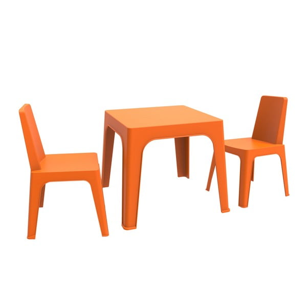 Narančasta dječja vrtna garnitura s 1 stolom i 2 stolice Resol Juliet