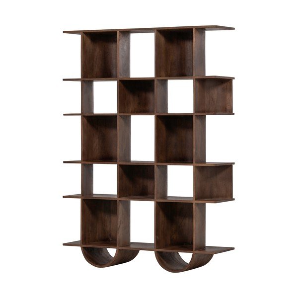 Tamno smeđa biblioteka od masivnog manga 130x180x35 cm Sinne – WOOOD-image-2