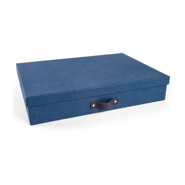 Plava kutija za dokumente s kožnom ručkom Bigso, veličina A3
