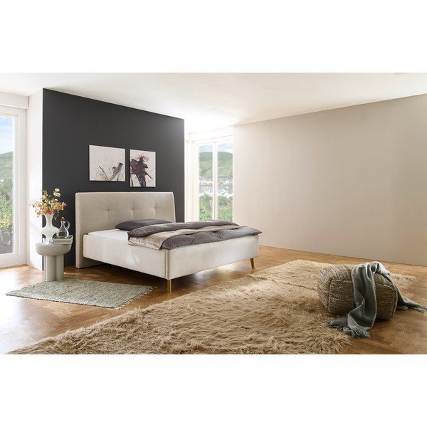 Bež tapecirani bračni krevet s prostorom za odlaganje s podnicom 180x200 cm Madea – Meise Möbel-image-1