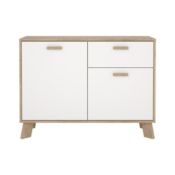 Bijela/u prirodnoj boji komoda u dekoru hrasta 99x73x39 cm Ikast – Tvilum
