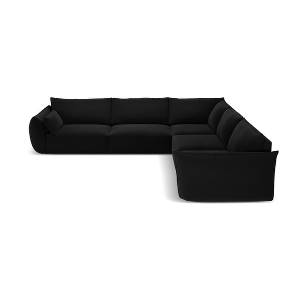 Crna baršunasti kutna garnitura Vanda – Mazzini Sofas