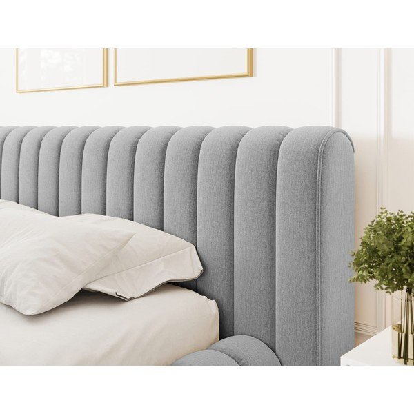 Svijetlo sivi tapecirani bračni krevet s prostorom za odlaganje s podnicom 140x200 cm Carilla – ELTAP-image-4