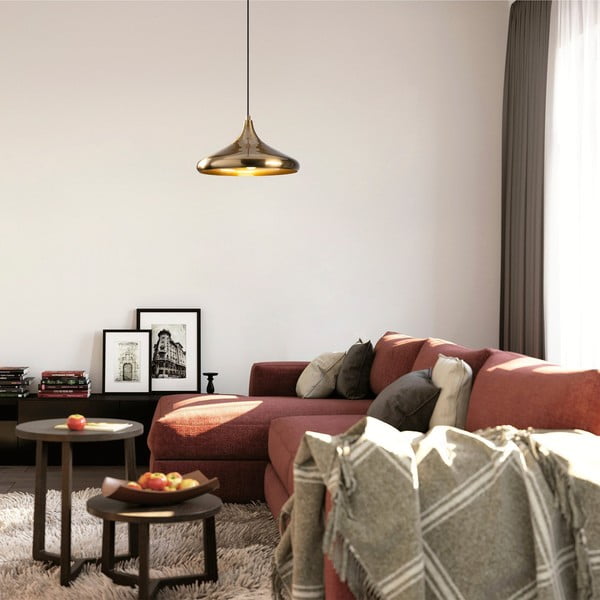 Viseća svjetiljka u zlatnoj boji s metalnim sjenilom ø 35 cm Nile – Opviq lights-image-1