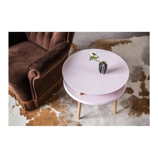 Svjetlosivi stolić sa nogama u prirodnoj boji drveta Ragaba UFO Ø 70 cm-image-3