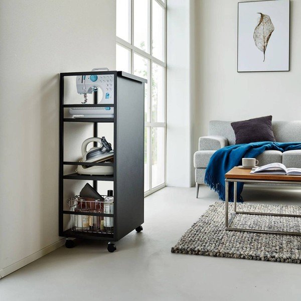 Crni metalni regal na kotačima 42x84,5x32 cm Tower – YAMAZAKI-image-4