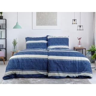 Plava posteljina za krevet za jednu osobu od krepa 140x200 cm Blue Line – B.E.S.