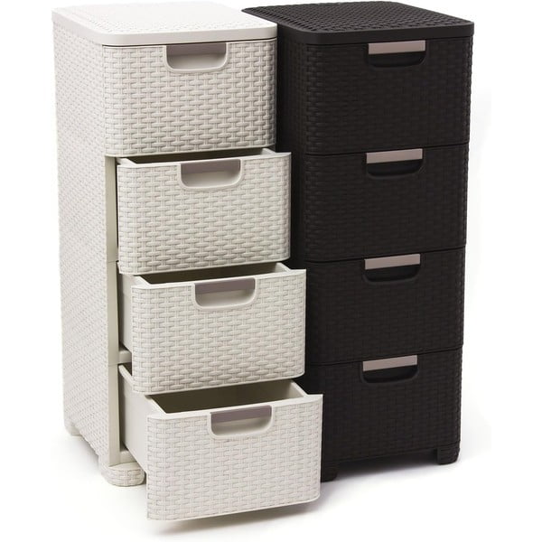 Krem plastični visok kupaonski ormarić 33x79 cm Rattan – Curver-image-2