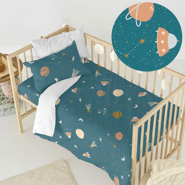 Pamučna dječja posteljina za dječji krevetić 100x120 cm Mini universe – Happy Friday