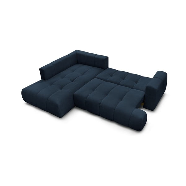 Tamno plava sklopiva/s prostorom za odlaganje kutna garnitura (s lijevim kutom/u obliku slova L) Fuji – Bobochic Paris-image-4