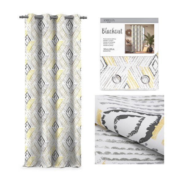 Zavjesa AmeliaHome Geometric Grey, 140 x 245 cm-image-1