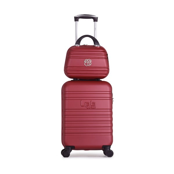 Set bordo crvenih kofera na četiri kotača i kozmetičke torbice LPB Aurelia
