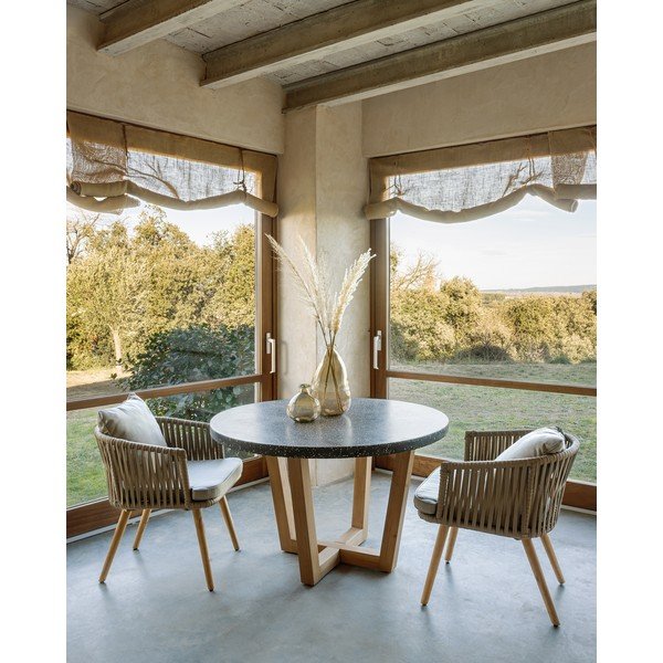 Tamnosivi vrtni stol s kamenom pločom Kave Home Shanelle, ø 120 cm-image-4