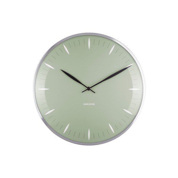 Zeleni stakleni zidni sat Karlsson Leaf, Ø 40 cm-image-3