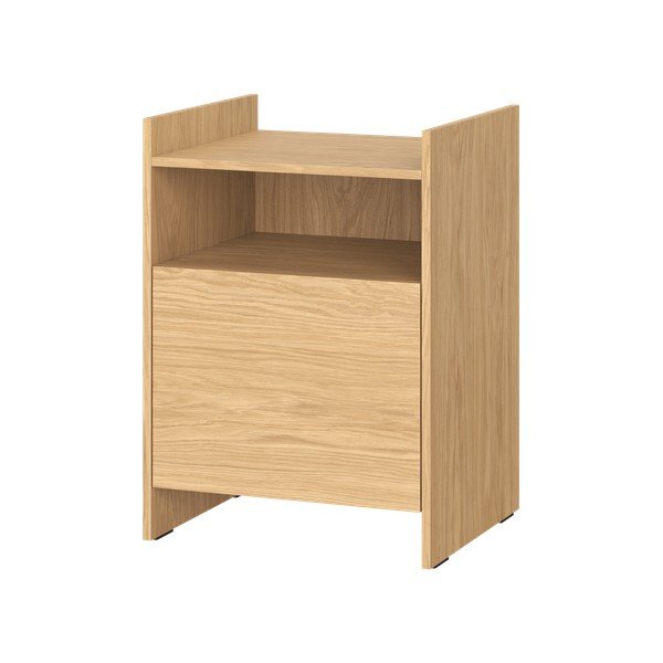 Noćni ormarić u dekoru hrasta s policama u prirodnoj boji Toopt – noo.ma