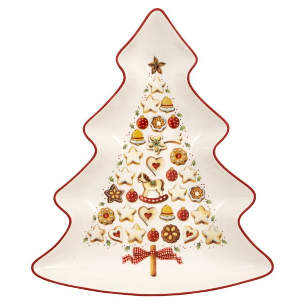 Crveno-bijela porculanska posuda za posluživanje u obliku božićnog drvca Villeroy & Boch Tree
