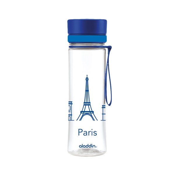 Boca za vodu s plavim čepom i printom Aladdin Aveo Limited Paris, 600 ml