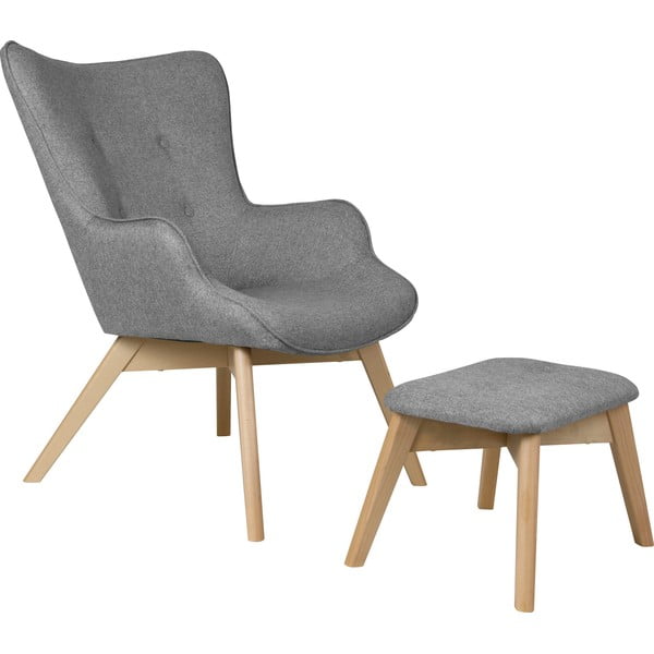 Siva fotelja s naslonjačem za noge Niko – Ropez