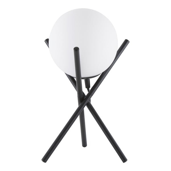 Crno bijela stolna lampa sa staklenim sjenilom Westwing Collection Erik, visina 33 cm