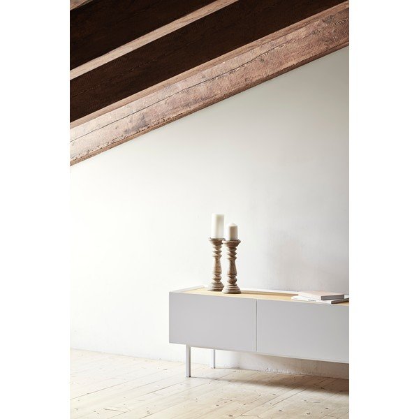 Bijela/u prirodnoj boji TV komoda u dekoru hrasta 180x45 cm Arista – Teulat-image-2