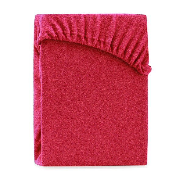 Bordo crvena elastična plahta s visokim udjelom pamuka AmeliaHome Ruby, 140/160 x 200 cm-image-2