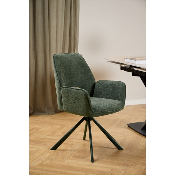 Tamno zelena blagovaonska stolica s naslonima za ruke Graham – Actona-image-1