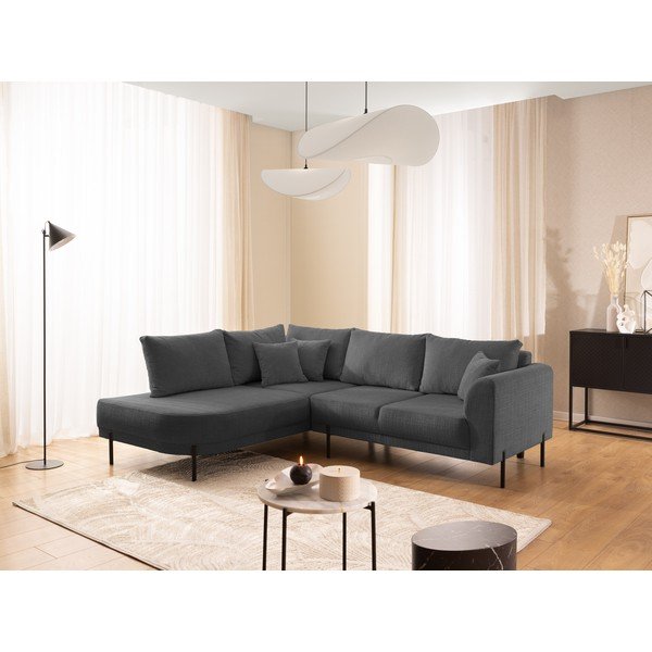 Tamno siva kutna garnitura od šenila (s lijevim kutom/u obliku slova L) Mauris  – Ropez-image-1