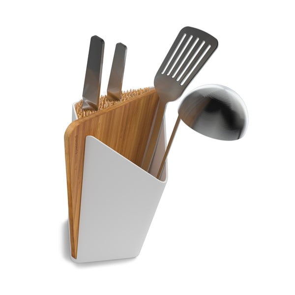 Držač noža i kuhinjskog alata s držačem za pribor / nož + ploča, bijeli