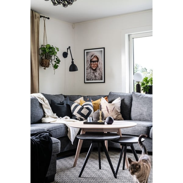 Okrugli stolić u dekoru hrasta u prirodnoj boji 90x90 cm Yumi - Rowico-image-3