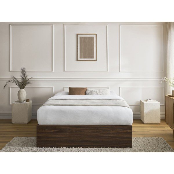 Tamno smeđi bračni krevet od iverice u dekoru breze s prostorom za odlaganje/bez uzglavlja s podnicom 140x190 cm Mara – Bobochic Paris-image-4