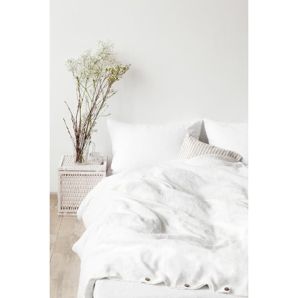 Bijela lanena navlaka za poplun Linen Tales, 200 x 200 cm-image-1