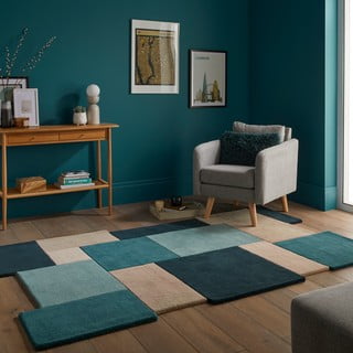 Plavi/bež vunen tepih 120x180 cm Abstract Collage – Flair Rugs