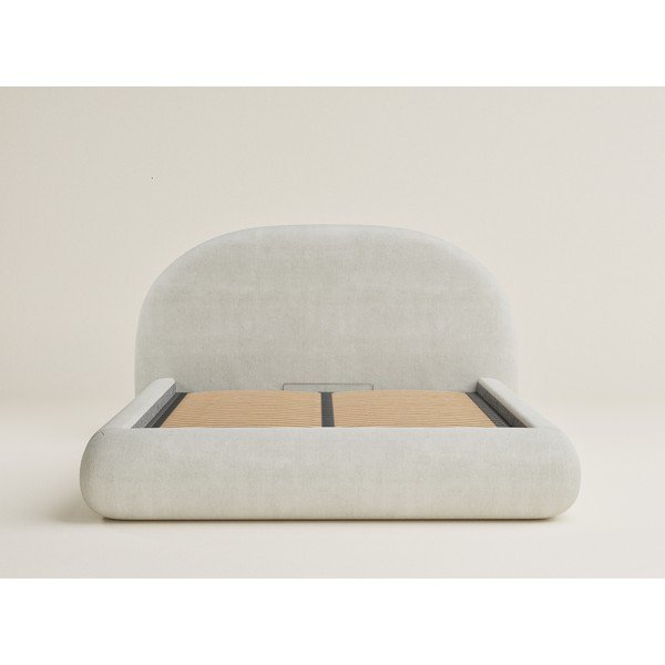 Krem tapecirani bračni krevet s prostorom za odlaganje s podnicom 160x200 cm Maumere – Maison de Rêve-image-2