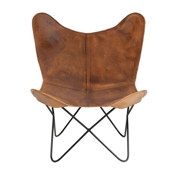 Smeđi kožni butterfly naslonjač sømcasa Farfalla-image-2