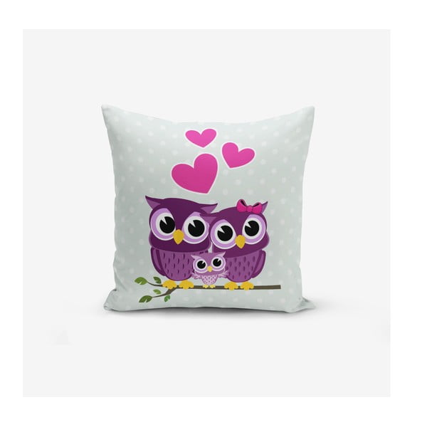 Jastučnica s primjesom pamuka Minimalist Cushion Covers Hearts Owls, 45 x 45 cm