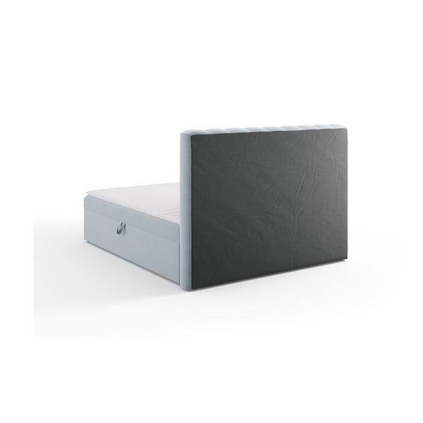Svijetlo plavi boxspring krevet s prostorom za pohranu 180x200 cm Gina – Milo Casa-image-4