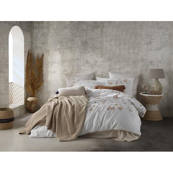 Bijela posteljina za krevet za jednu osobu od pamučnog satena 140x200 cm Ivory Garden Floral – Mila Home Luxury-image-1