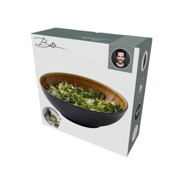 Crna posuda od kamenine s oker unutarnjom stranom Bitz Mensa, promjer 30 cm-image-3