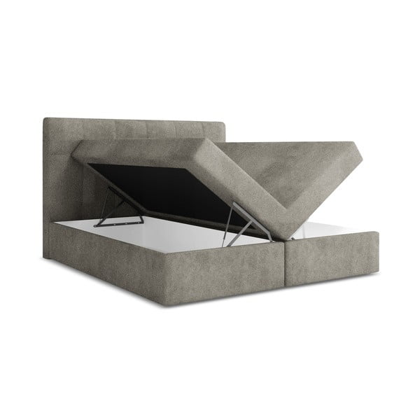 Sivi boxspring krevet s prostorom za odlaganje 160x200 cm Palta – Makamii-image-1