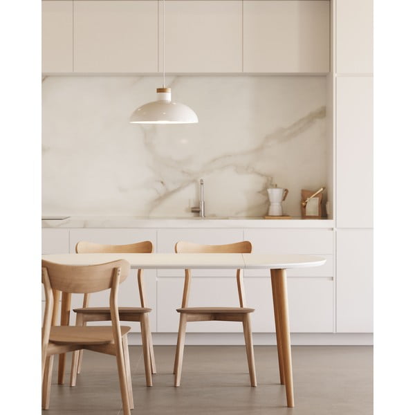 Bijeli okrugli proširiv blagovaonski stol s bijelom pločom stola ø 90 cm Oqui – Kave Home-image-2