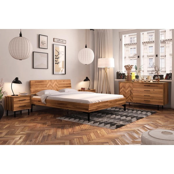 Niska komoda od hrastovine u prirodnoj boji 144x80 cm Abies - The Beds-image-4